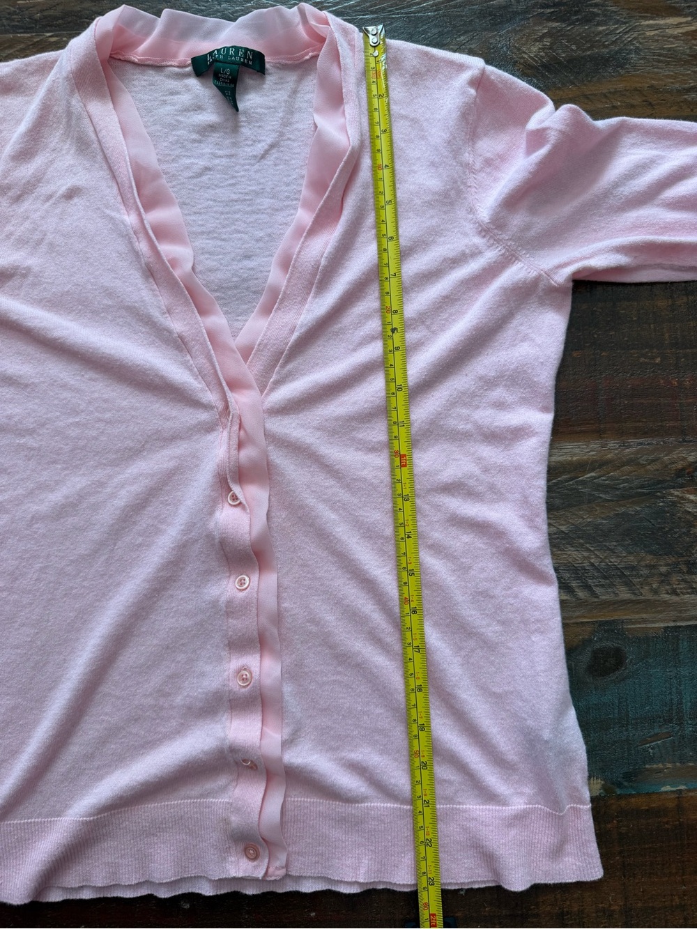 Lauren‎ Ralph Lauren Women’s L Pink Lightweight Cardigan Sweater | SKU 0413 - Picture 4 of 6